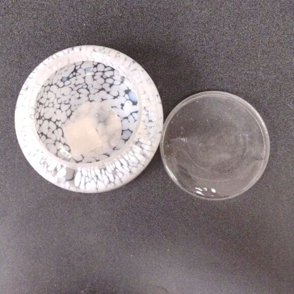Anthropologie Glass White Crackled Lidded Jar Trinket Vanity Container - Picture 3 of 7
